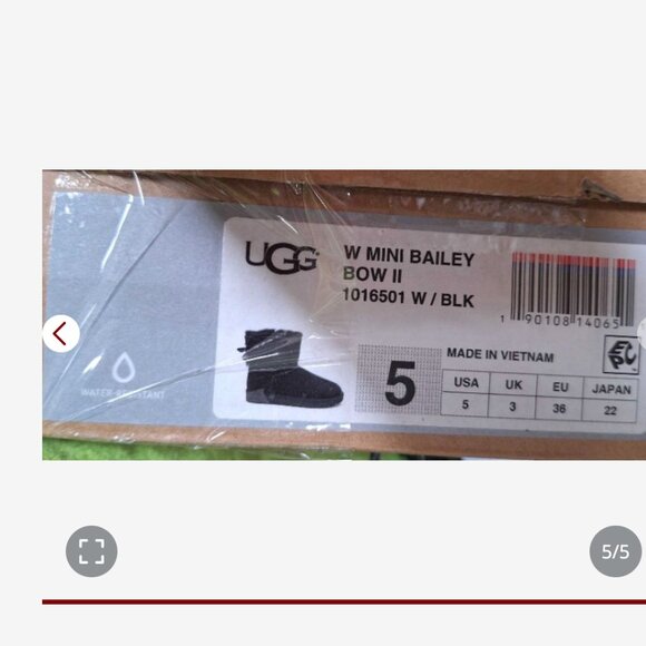 UGG Mini Bailey Bow II Boot Black Size 5 in Box - Picture 6 of 7